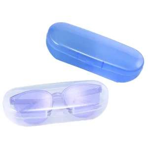 Factory Professional Blue Transparent PVC Sunglasses Case Large Hard Plastic Eyewear Protector Box