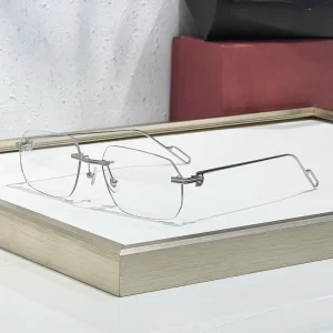 Factory Rimless Eyeglasses New Design Metal Optical Frames with Fashionable Print Pattern With Logo