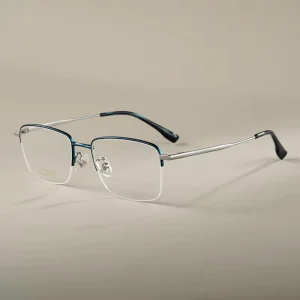 Factory Titanium Design Logo Glass Spectacle Frame Optical Half-Rim Eyeglasses
