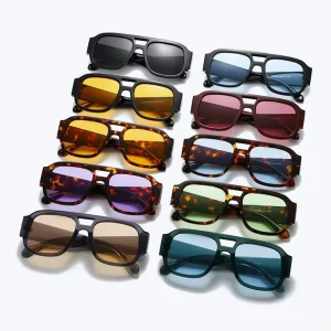 Fashion Casual Double Bridge Colourful Lenses Sunglasses New UV Protection Personality Style Eyewear Street Photo Shoot
