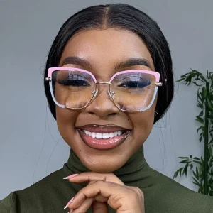 Fashion Cat Eye Pink Eyewear Women New Optical Glasses Frames Reading Eyeglasses Golden Metal Clear Lens Anti blue Glasses