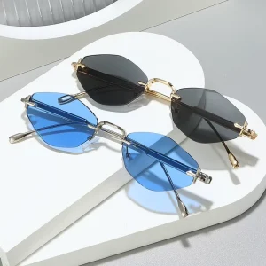 Fashion Classic Rimless Glasses Men Trend Metal Frames Luxury Sunglasses Women Custom logo High Quality Lentes De Sol UV380