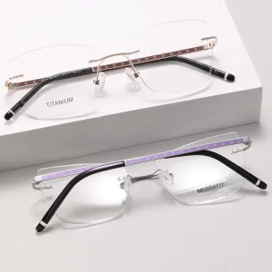 Fashion Eyeglasses Rimless Square Solid Oval Pure Titanium Frameless