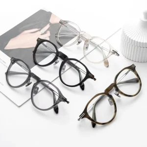 Fashion Full Titanium Eyewear Frames Custom Logo Flexible Men Women Round Optical Frame