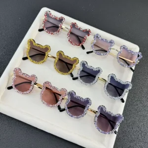 Fashion Girls Polarized Sun Glasses with Cute Ears Shape Red Frame UV400 Baby Eyewear for Children