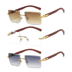 Fashion Gradient Frameless Sunglasses Women Trendy Unique Cut Lens Shades Eyewear Men Casual Business Travel Sun Glasses