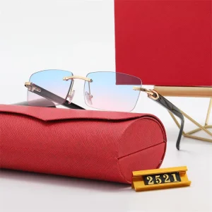 Fashion Luxury Brand Design Sunglasses High Quality Letter Gradient Lenses Frameless square Sunglasses