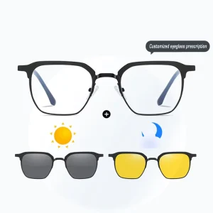 Fashion Luxury New Practical 3 1 Metal Magnetic Clip Eyewear Polarized Sunglasses Anti Blue Light Myopia Glasses Print