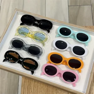 Fashion Minimalist Small Oval Lightweight Full Rim Kids Sunglasses Baby UV Protection Outdoor Parent Child Matching Cross Border