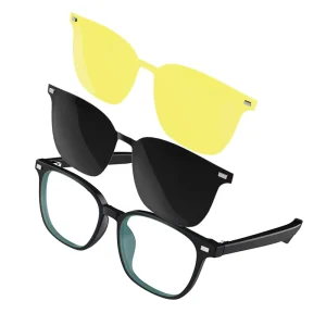 Fashion Multifunctional Smart Audio Glasses Translation Magnetic Replacement Lens Night Vision Anti blue Light Sunglasses