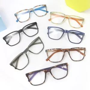 Fashion Optical Frames Colorful Square Eyeglass Frames Custom Logo Unisex Anti Blue Light Transparent PC Reading Glasses