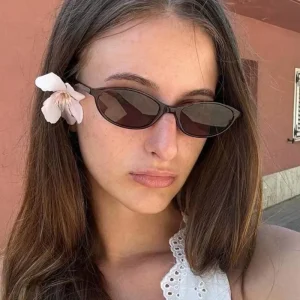 Fashion Oval Small Frame UV400 Sunglasses Women’s New European American Ins Street Photoshoot Personalized Trendy