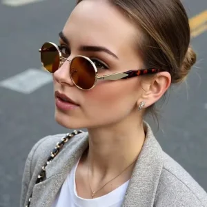 Fashion Oval Sunglasses for Women Luxury Designer Metal Frame UV400 Sun Protection Shades Brand New Arrival Eyewear