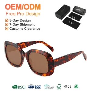 Fashion Oversized Acetate Sunglasses Women Men Tortoiseshell Square Frame High Quality UV400 Designer Eyewear Dafas De Sol