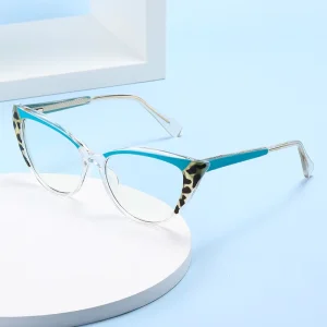 Fashion Photochromic Photogray Cat Eye CP Anti Blue Light Color Blocking Eyeglasses Optical Spectacle Frame for Women