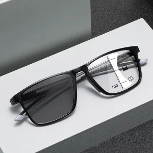 Fashion Photochromic Reading Glasses Men Women Progressive Multifocal Glasses Anti blue Light Change Color Business Glasses