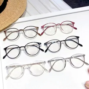 Fashion Promotional Round Women Clear Spectacle Transparent PC Optical Frames Anti Blue Light Blocking Eyeglasses Glasses