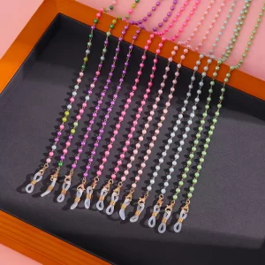 Fashion Rainbow Pearl Bead Masking Chain Sunglasses Retainer Chain Eyeglasses Chain for Women