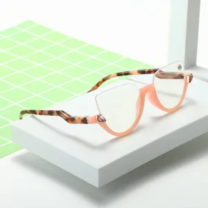 Fashion Reading Glasses with Diamonds on Frame Half Rimmed Presbyopia Eyeglasses Readers