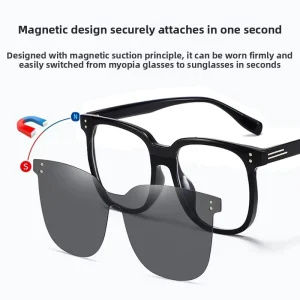 Fashion Rectangle Magnetic Clip on Sunglasses with Mirror Lens Manufacturer Direct High Quality Craftsmanship for Top Brands