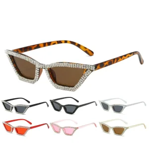 Fashion Retro Cat Eye Sunglasses Vintage Rhinestone Triangle Frame Personality Party Sunglasses Women Men Sun Glasses Eyewear