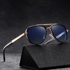 Fashion Sunglasses MenS15101sqare Frame Double Bridge Metal Sun Glasses Outdoor Polarized Driving UV400 Designer Sunglasses