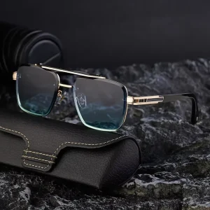 Fashion Trendy Custom Logo Metal Double Bridge Frame UV Protection Shades Sun Glasses Sunglasses for Men