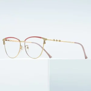 Fashion Women Metal Prescription Glasses Optical Frames Cat Eye Crystal Eyeglass Luxury Women Spectacles Frame
