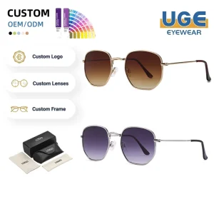 Fashion Women Sunglasses Luxury Vintage Shade Custom Logo Gradient Lens UV400 Polarization Unisex Metal Sunglasses for Driving