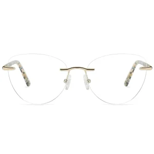 Fashion cat eye metal rimless optical frames suitable for all face shapes