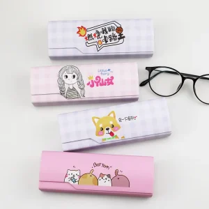 Fashionable Cartoon Print PU Leather Eyewear Accessory Box Rectangle Shaped Glasses Cases for Kids Spectacle Box