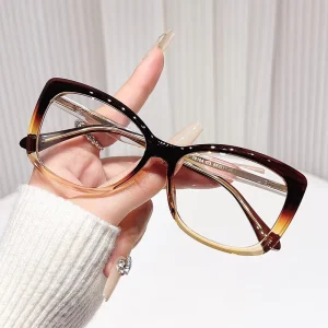 Fashionable Cat Eye Full Frame TR90 Glasses Ultra Light Transparent Multi Color Geometric Eyeglasses Frames OEM ODM Provided