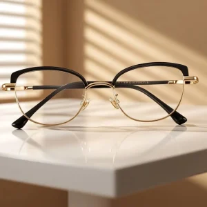 Fashionable Cat Eye Semi framed Eyeglasses Frames For Eyeglasses Optical Anti Blue Light Eyewear Eyeglasses Frame For Unisex