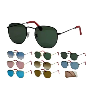 Fashionable Designer Glasses Women Men Real Glass UV400 Lens Fashion Eyewear Polarized Classic Hexagonal Frame Sunglasses