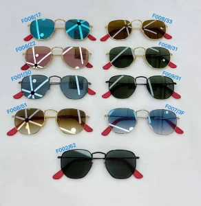 Fashionable Designer Glasses Women Men Real Glass UV400 Lens Fashion Eyewear Polarized Classic Hexagonal Frame Sunglasses