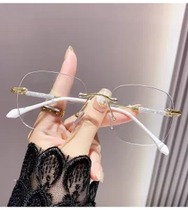 Fashionable Solid Color Changing Unisex Reading Glasses Frame Anti Blue Light Square Rimless
