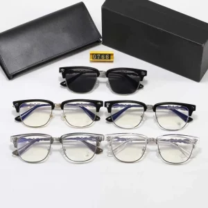 Fashionable Solid Colored Eyeglass Frame Retro Carved Half Frame Fashionable Men and Women Can Be Matched with Anti Blue Light