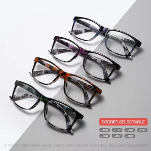 Fashionable Square PC Frame Lightweight Portable Reading Glasses for Middle Aged Elderly Retro Luxurious Unisex