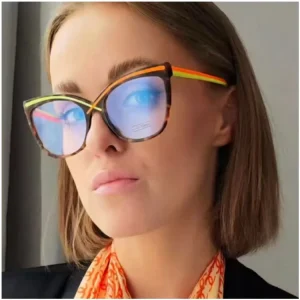 Fashionable Versatile Lightweight Commuting Unisex Eyewear Blue Light Blocking Acrylic Lenses All Face Shapes Cat Eye Eyeglasses