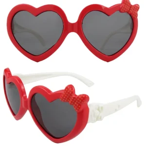 Flexible Silicone Kids Sunglasses with Polarized UV400 Heart-Shaped Lenses and Animal Decor