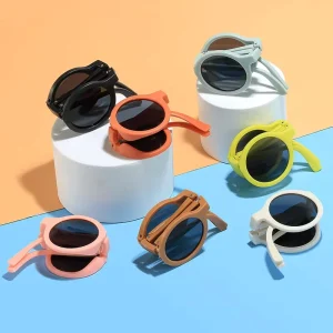 Fold UV400 Kids Sunglasses Cute Lovely Party Favors Bulk Eyewear Round Shape Gafas Beach Sunglasses Boys Girls
