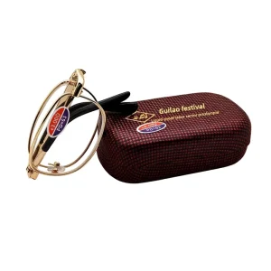 Foldable Reading Glasses for Men with Transparent Lenses and Gold/Black Frames
