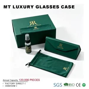 Foldable Triangle Sunglasses Case with Eyewear Cleaner