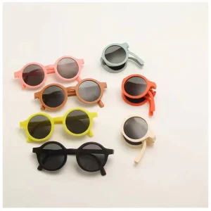 Foldable UV400 Round Heart Sunglasses for Boys and Girls