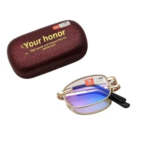 Folding Anti-Blue-Light Reading Glasses with Protective Coating for Small Faces