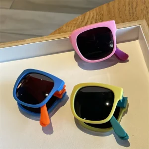 Folding Kids Sunglasses Two Tone Children Glasses Portable UV Protection Cute Fashion Eyewear for Boys Girls