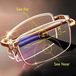 Folding Portable Progressive Multifocal Men’s Anti-Blue Light Presbyopic Eyeglasses