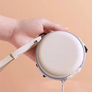 Folding Round Sunglasses Case Zipper Soft Leather Storage Bag