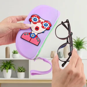 Food Grade Silicone Zipper style Kids Crossbody Eyeglass Case Waterproof Mini Cartoon Cute Toddler Girls Lanyard Portable Gift