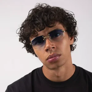 Frameless Edgy-Cut Spring-Temple UV400 Gradient Sunglasses for Unisex